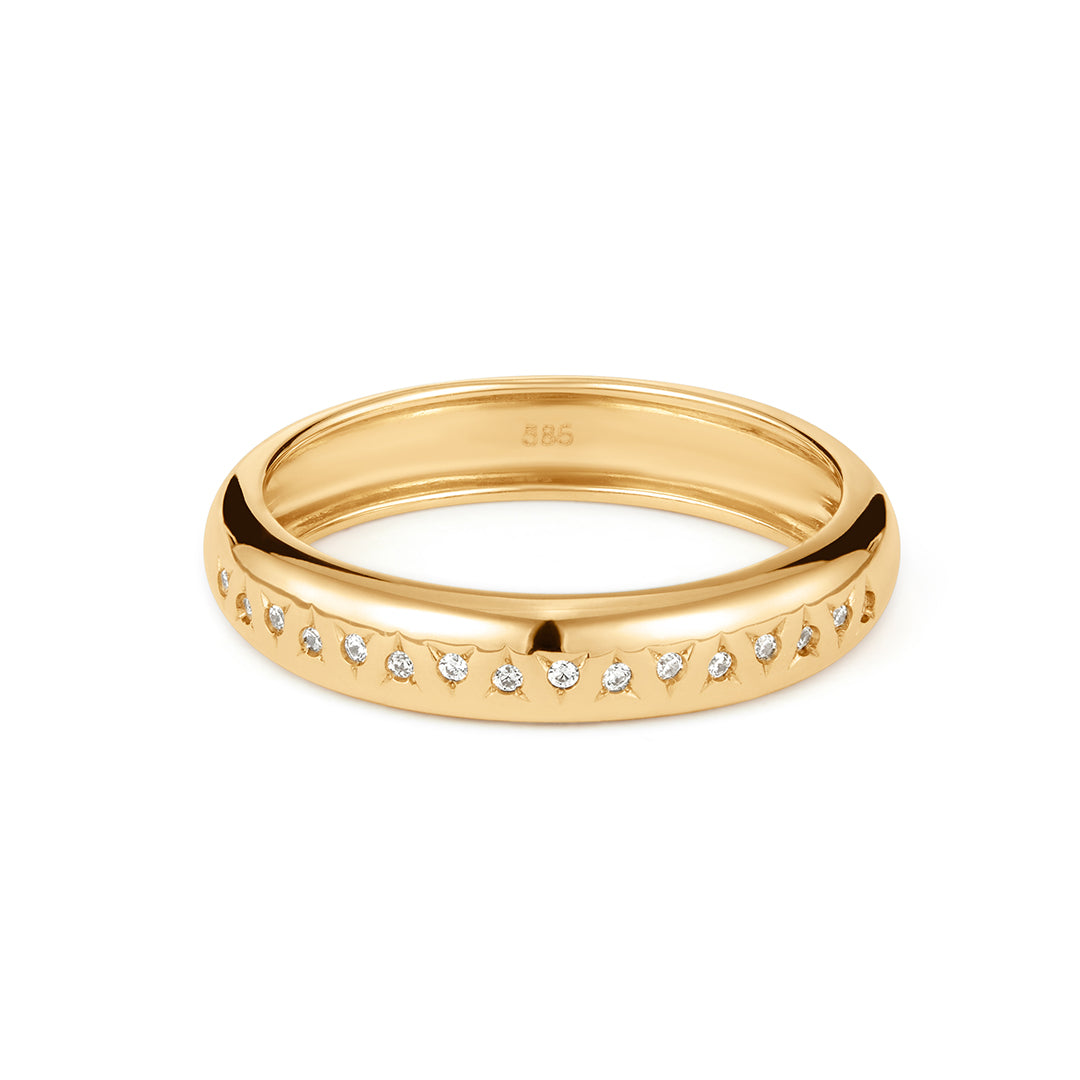 Star-Set Round Diamond Gold Band