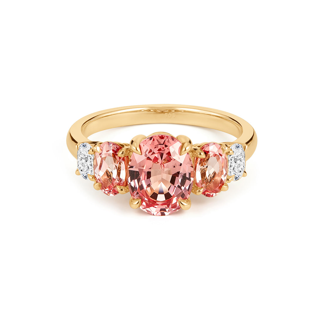 Padparadscha Lab-Grown Sapphire Statement Ring