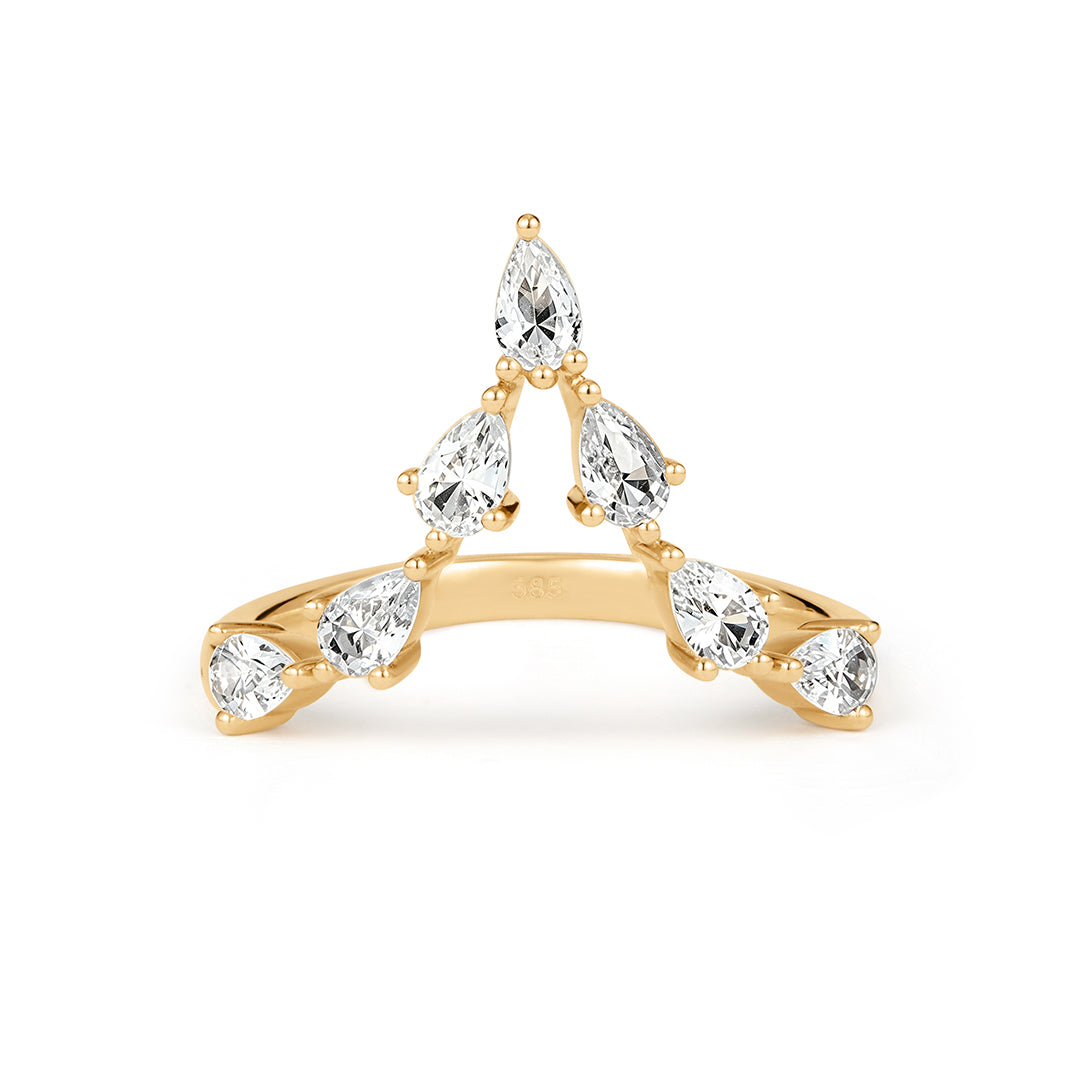 Pear Lab-Grown Diamond Chevron Wedding Ring