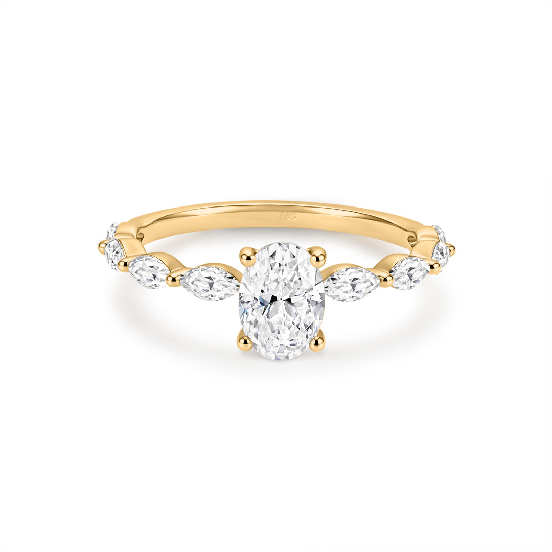 Oval Lab-Grown Diamond Marquise Side-Stone Ring