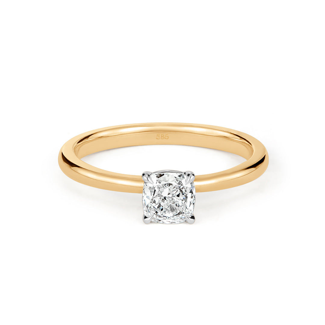 Two-Tone 5 mm Cushion Lab-Grown Diamond Engagement Ring