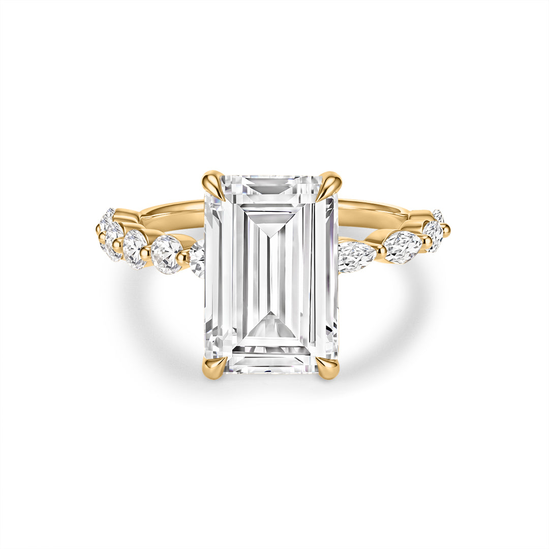 5.9 CT Emerald-Cut Lab-Grown Diamond Marquise Accent Engagement Ring