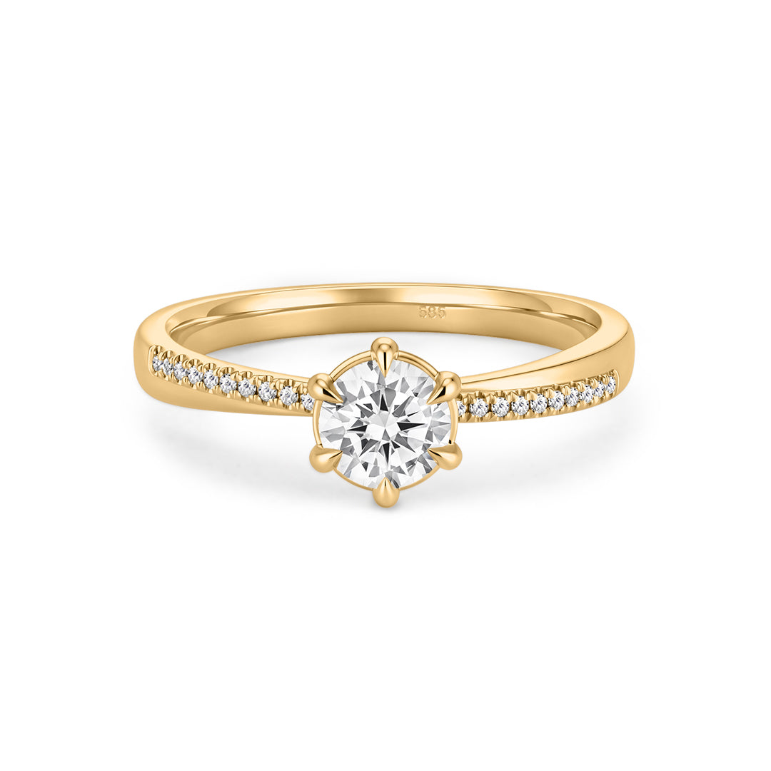 Round Lab-Grown Diamond Twisted Band Engagement Ring