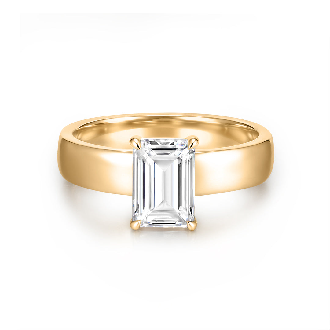 Bold Band Emerald-Cut Lab-Grown Diamond Solitaire