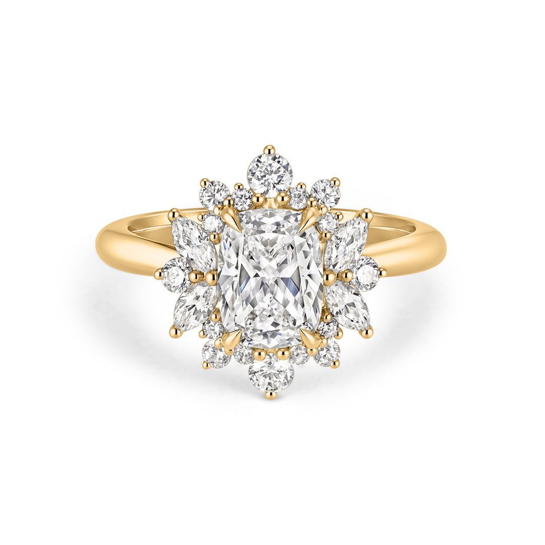 Elongated Cushion Lab-Grown Diamond Cluster Engagement Ring