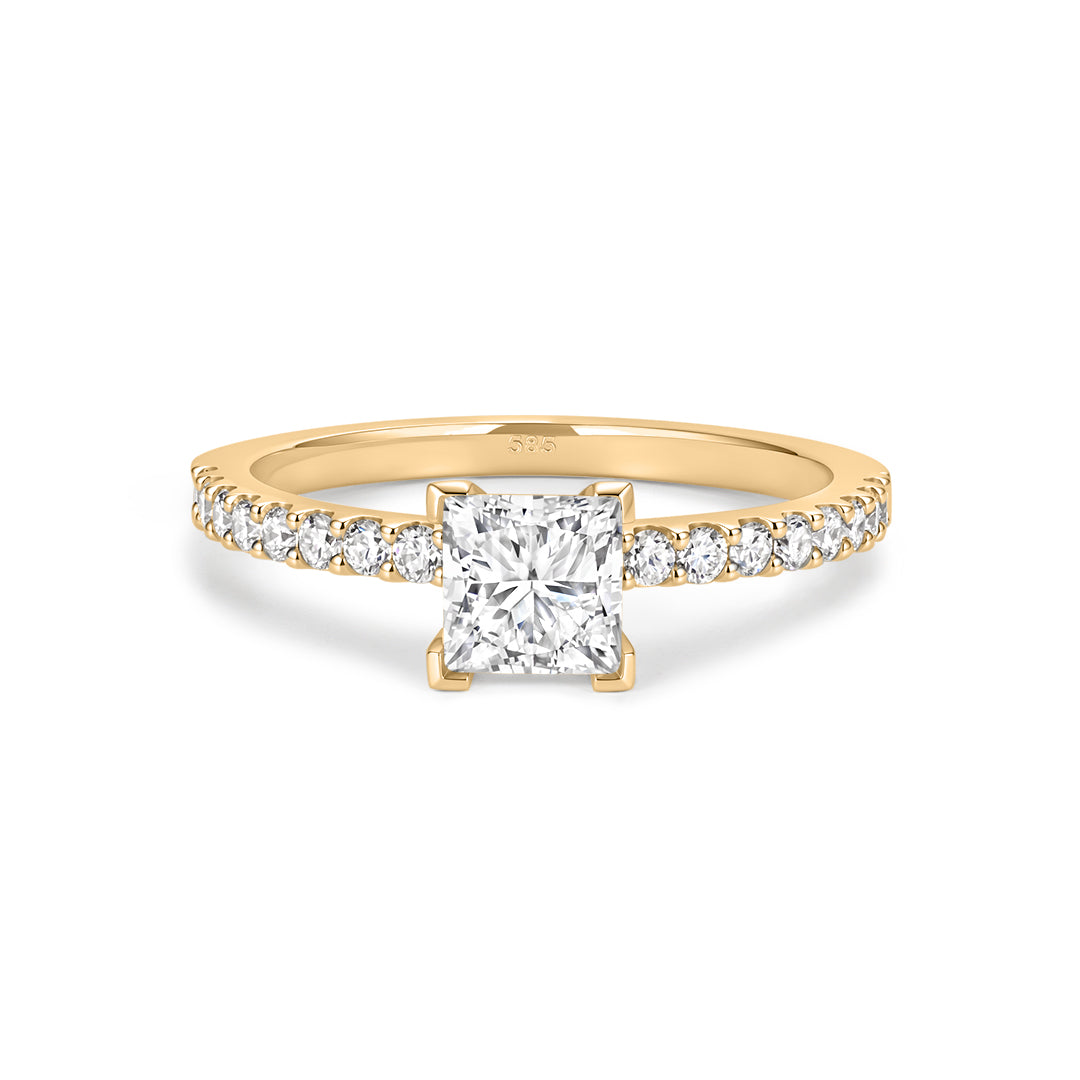 Asscher-Cut Lab-Grown Diamond Pavé Engagement Ring