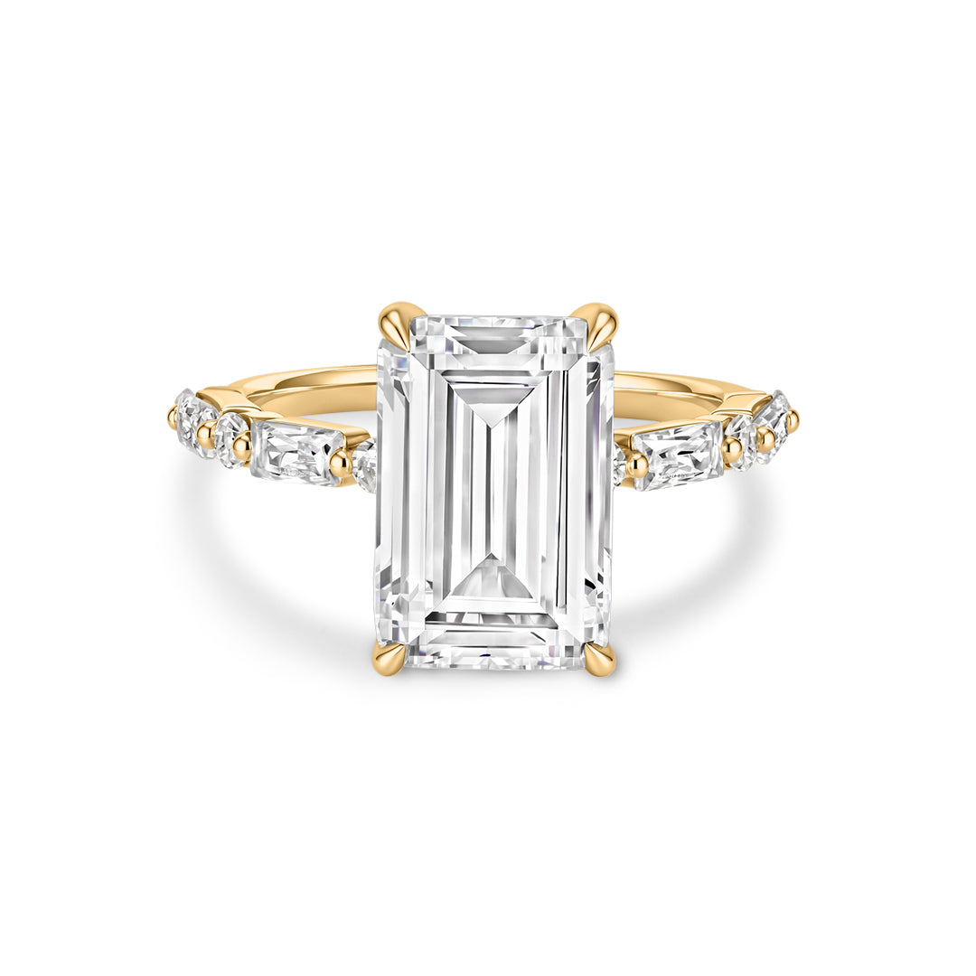 5 CT Emerald-Cut Lab-Grown Diamond Accent Engagement Ring