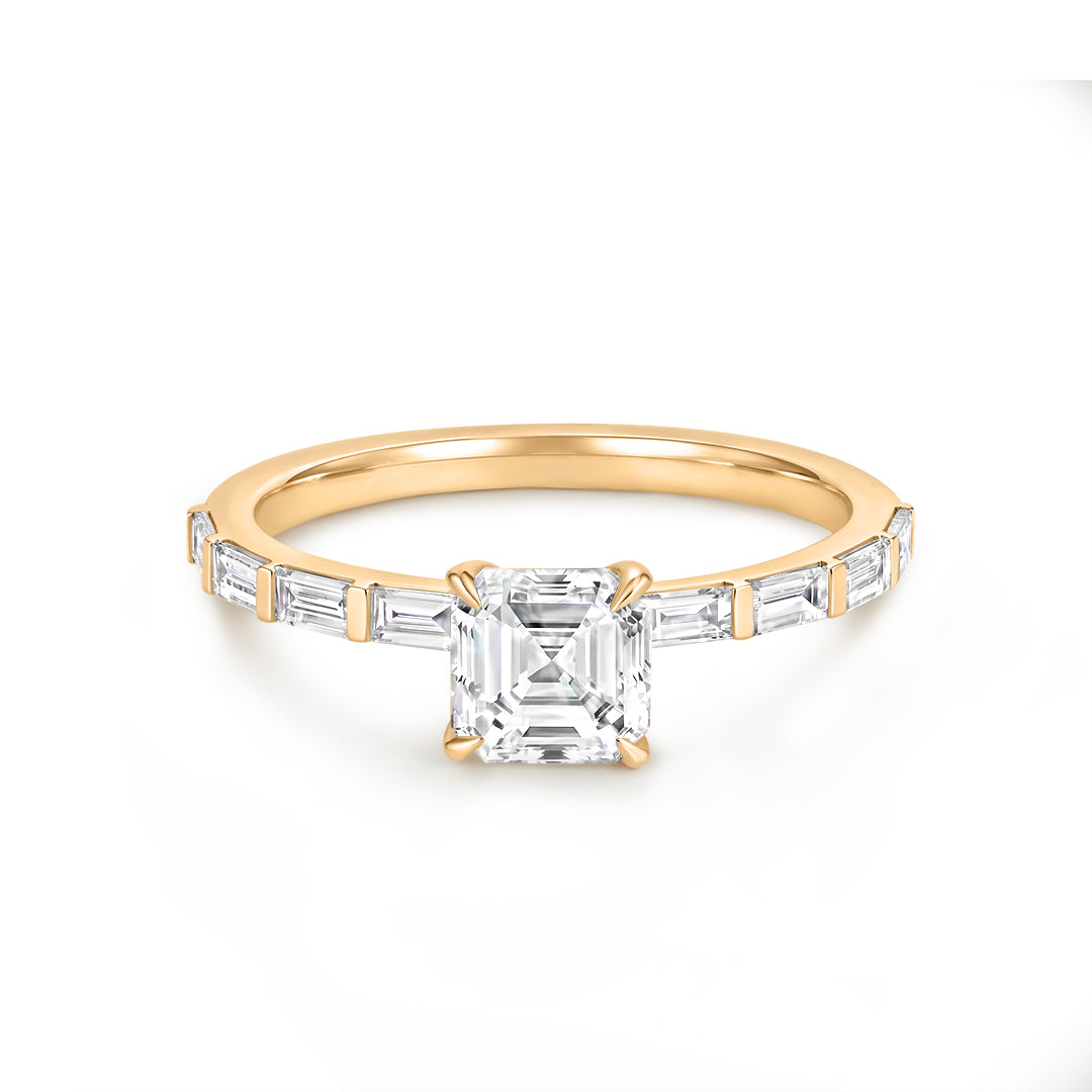 Asscher-Cut Lab-Grown Diamond Baguette Accent Ring
