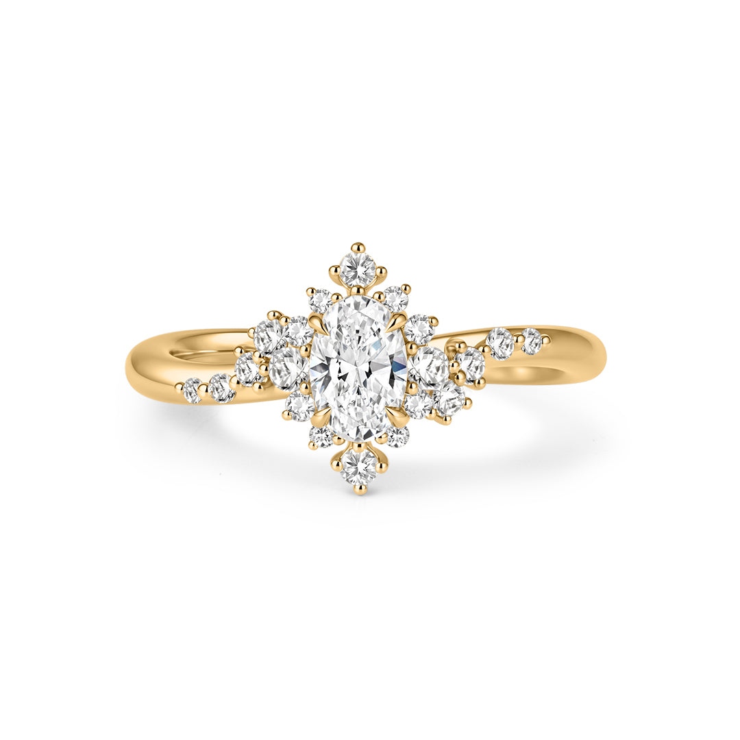 Oval Lab-Grown Diamond Ornate Halo Engagement Ring