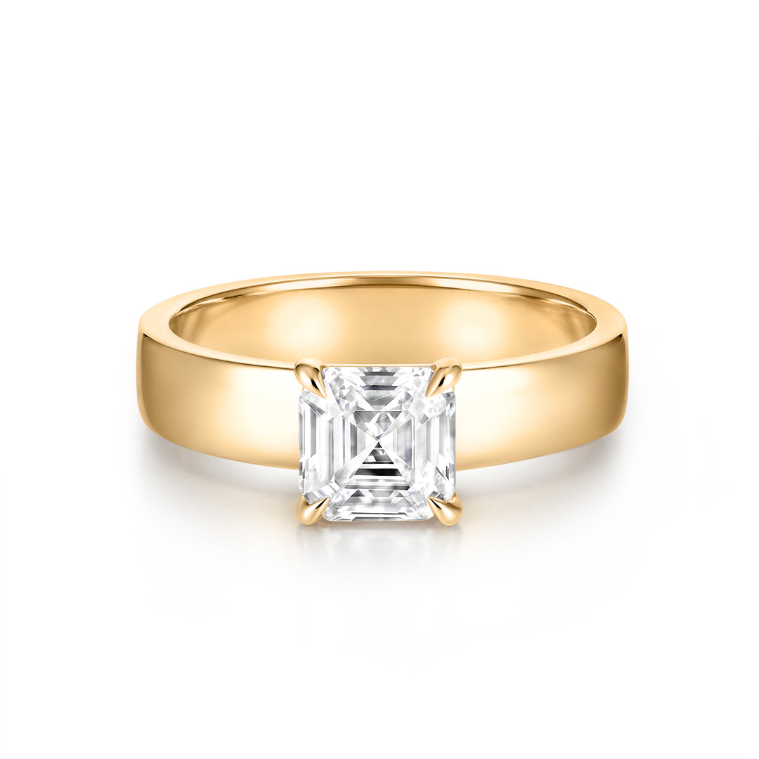 Asscher-Cut Lab-Grown Diamond Wide Band Engagement Ring