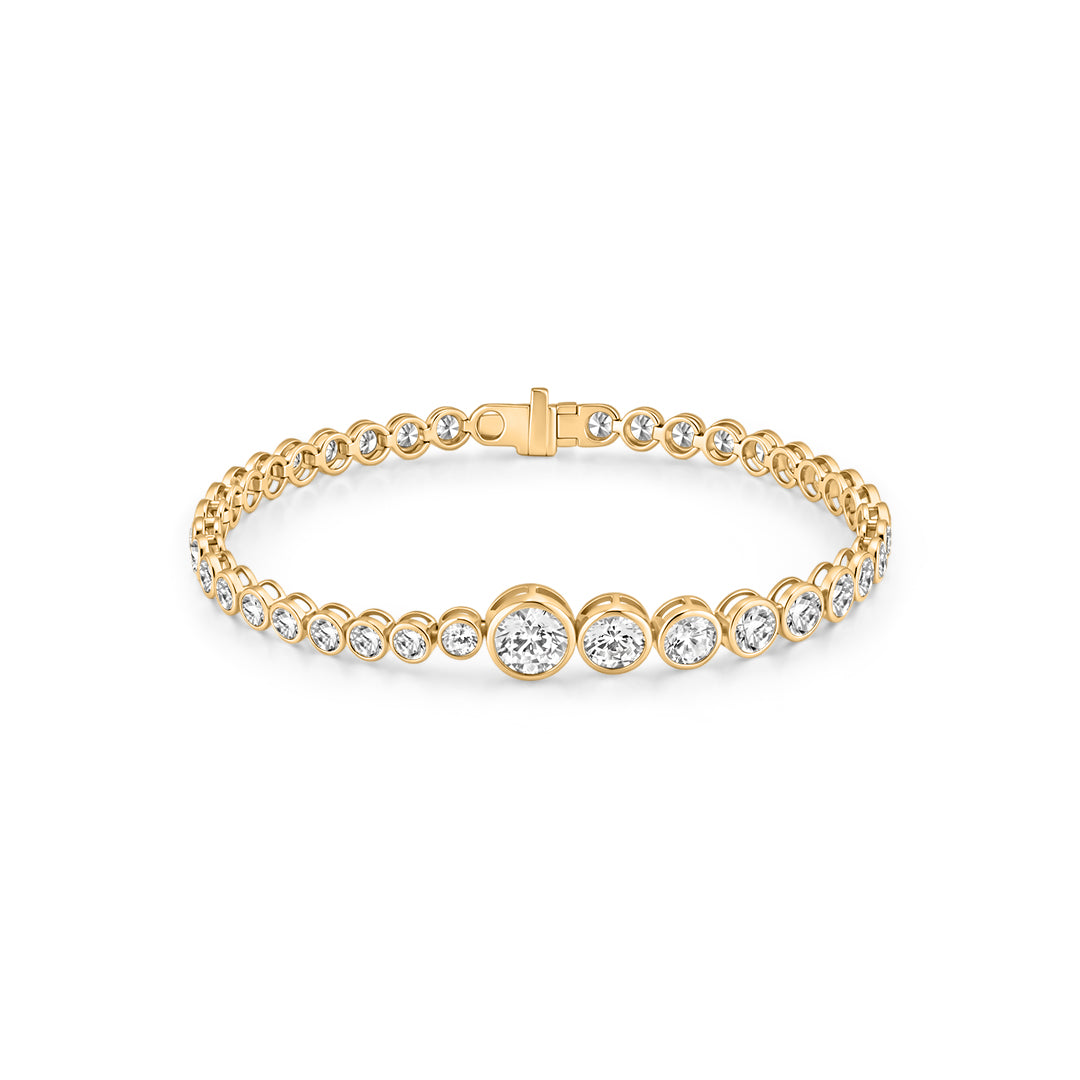 Graduated Bezel-Set Round Lab Diamond Tennis Bracelet