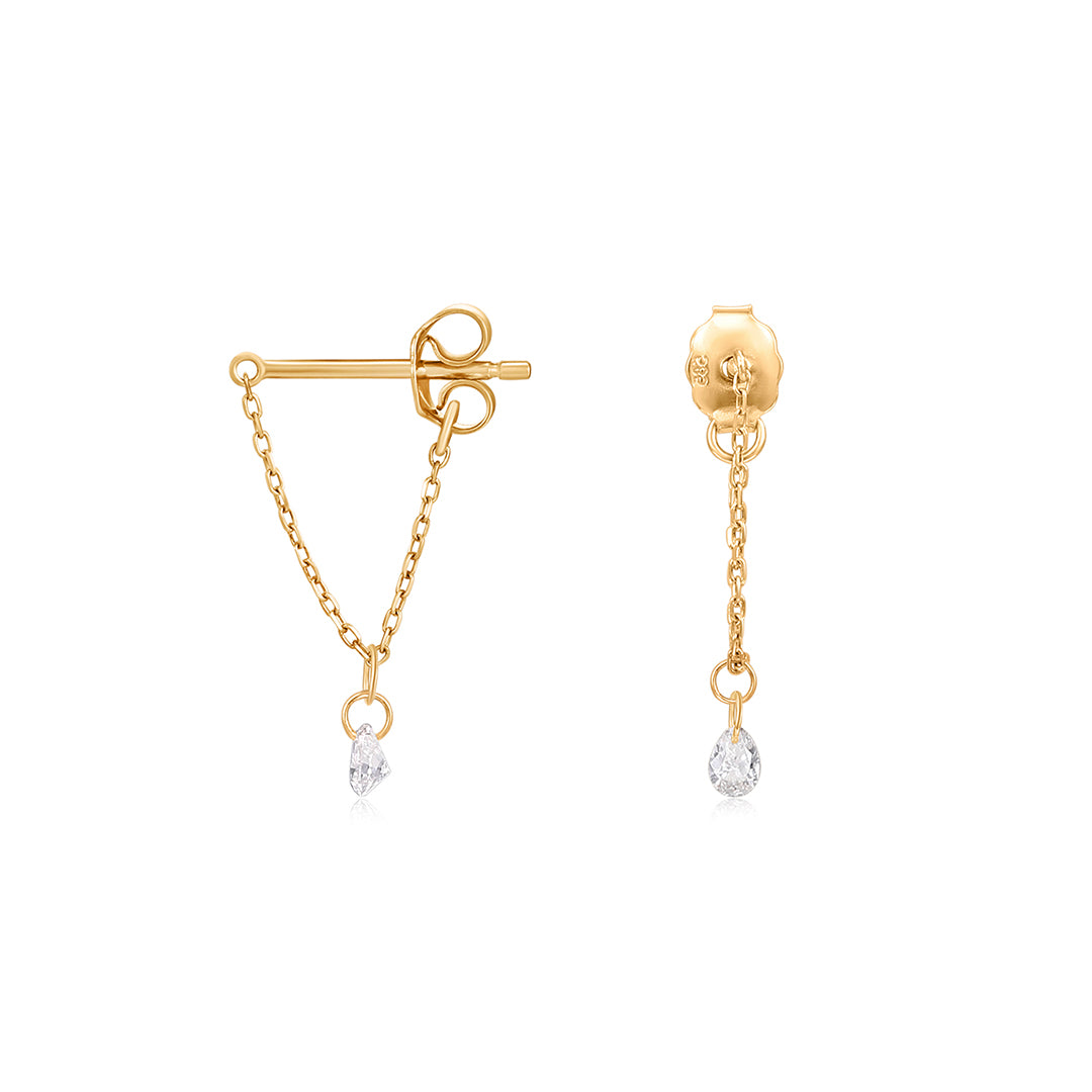 Floating Pear Lab-Grown Diamond Drop Earrings