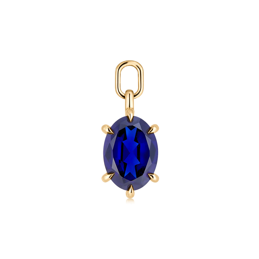 Blue Lab-Grown Sapphire Solitaire Charm