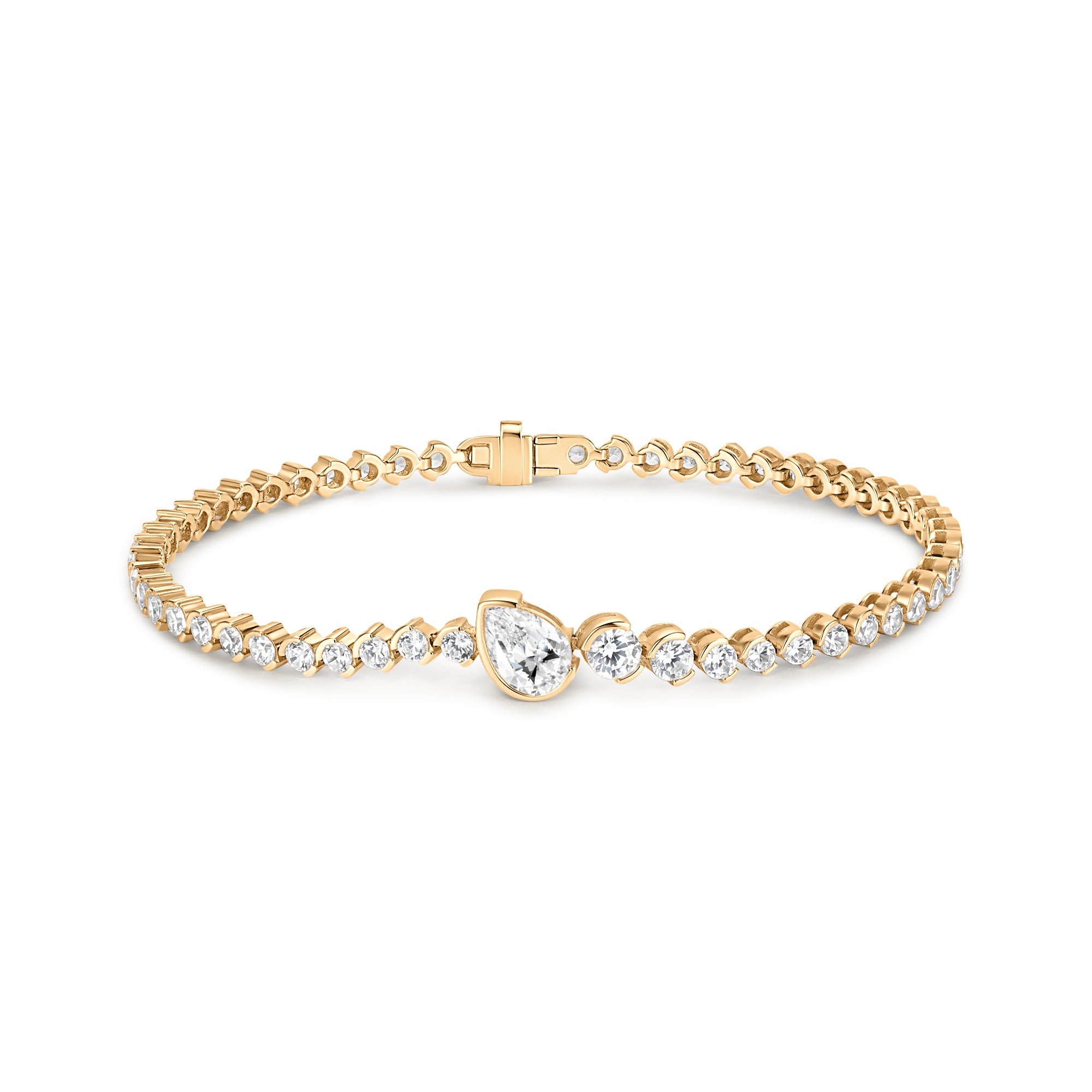 Asymmetrical Pear-Cut Lab Diamond Tennis Bracelet