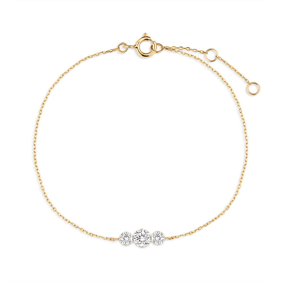 Lab-Grown Diamond Three-Stone Invisible Set Bracelet