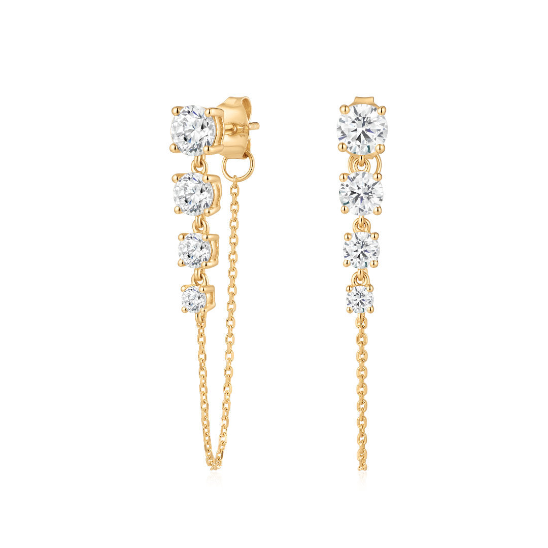 Graduated Round Lab-Grown Diamond Chain Earrings