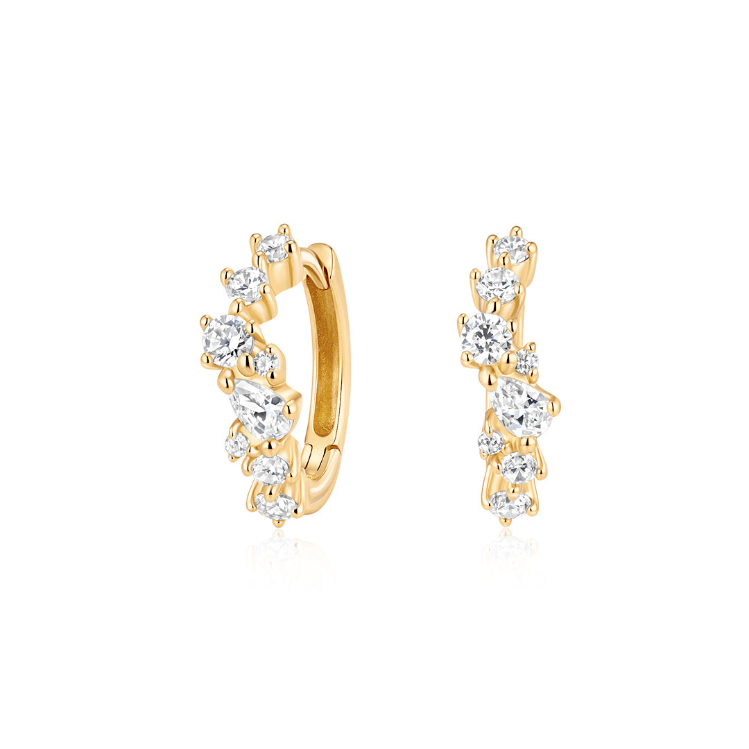 Pear & Round Lab-Grown Diamond Tassel Huggie Earrings
