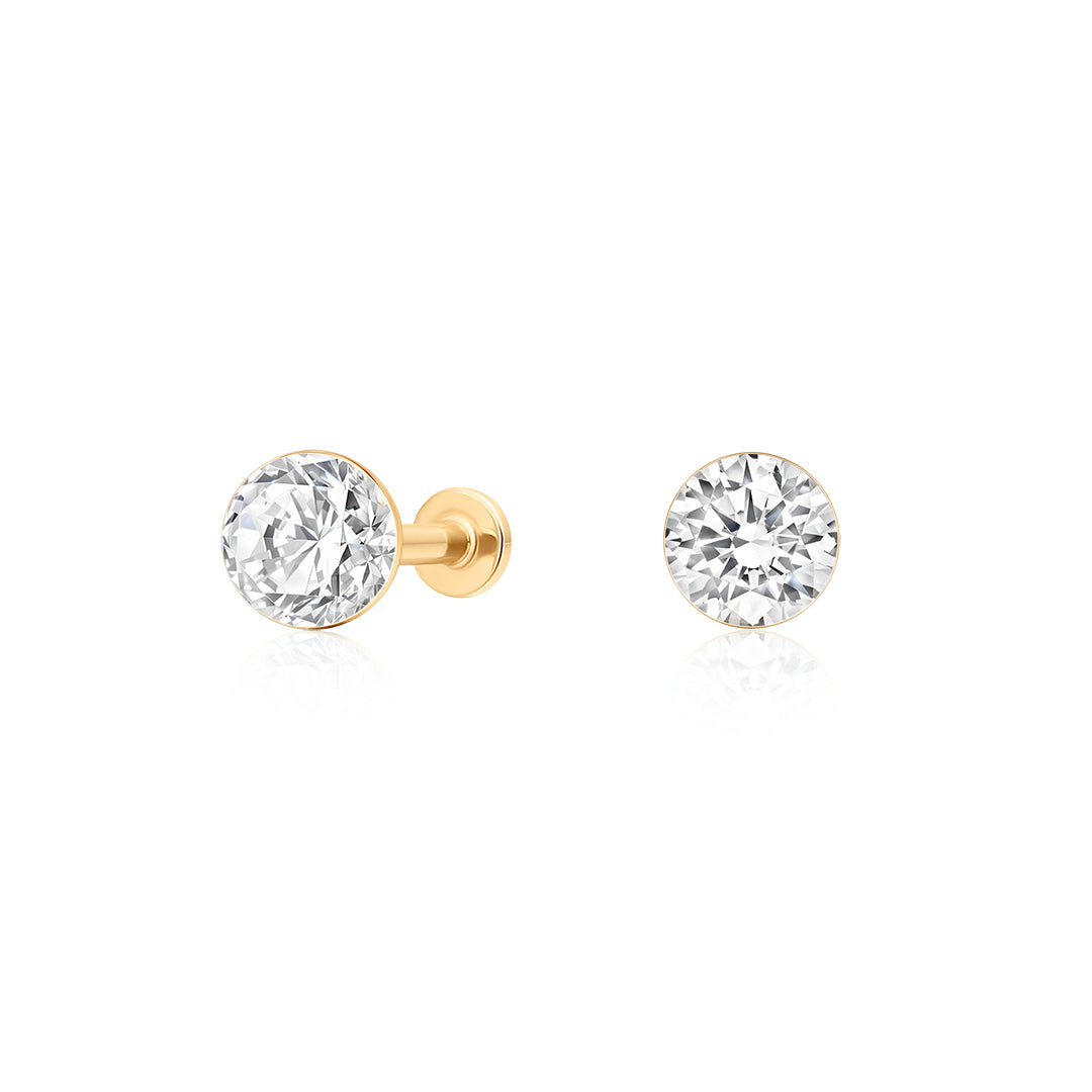 2MM Invisible-Set Lab-Grown Diamond Flat Back Piercing Studs