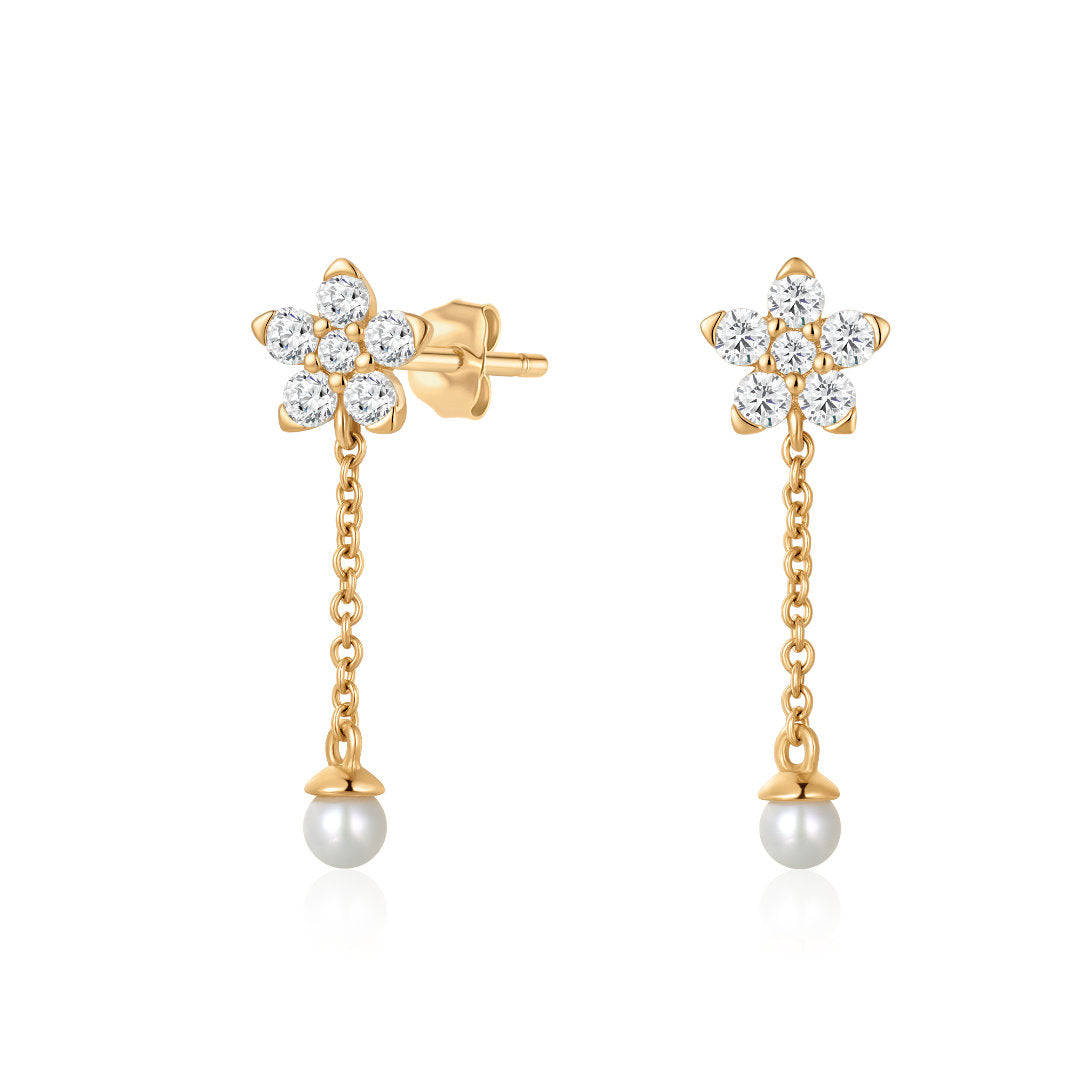 Pearl Flower Drop Earrings