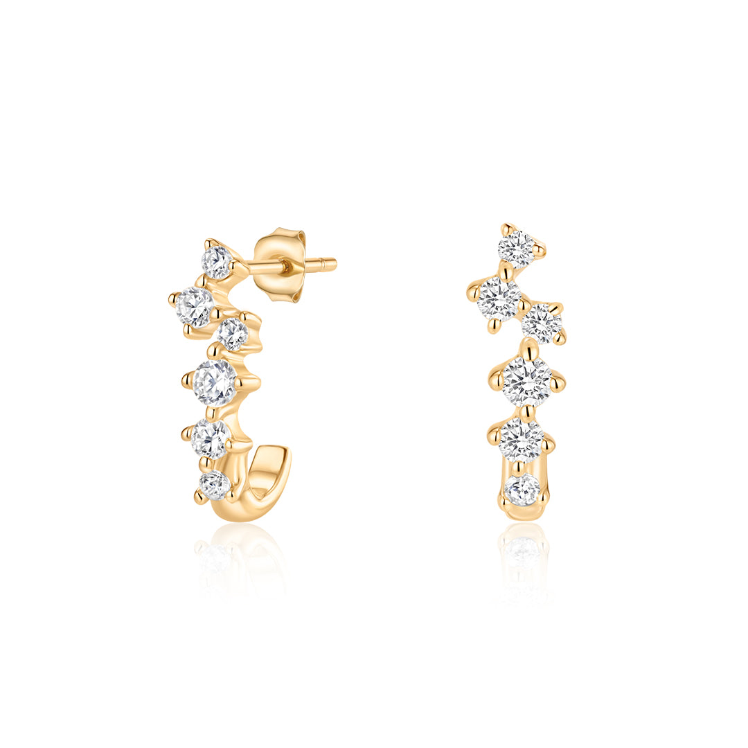 Lab-Grown Diamond Lace Vine Huggie Earrings
