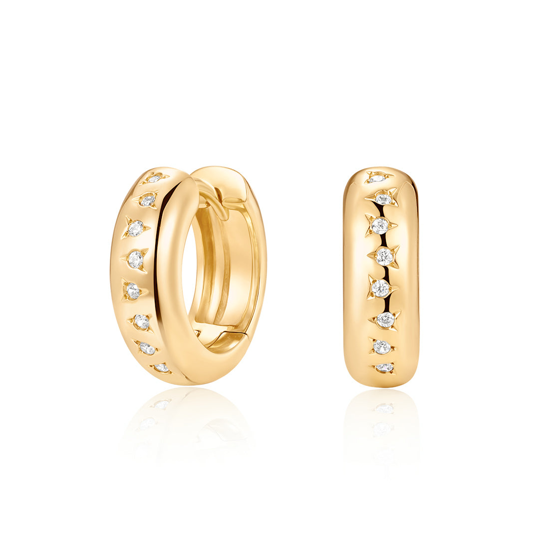 Natural Diamond Scattered Star Setting Huggies