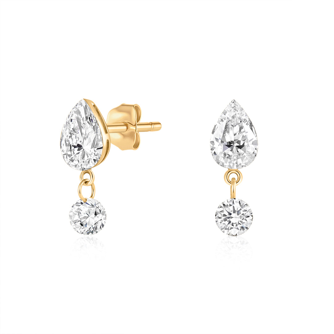 Lab-Grown Diamond Two-Stone Drop Earrings