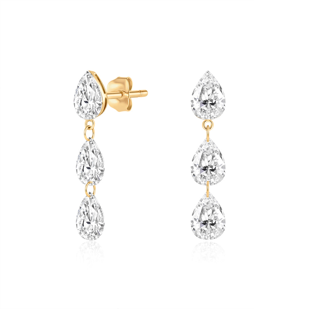 Lab-Grown Diamond Triple Pear Drop Earrings