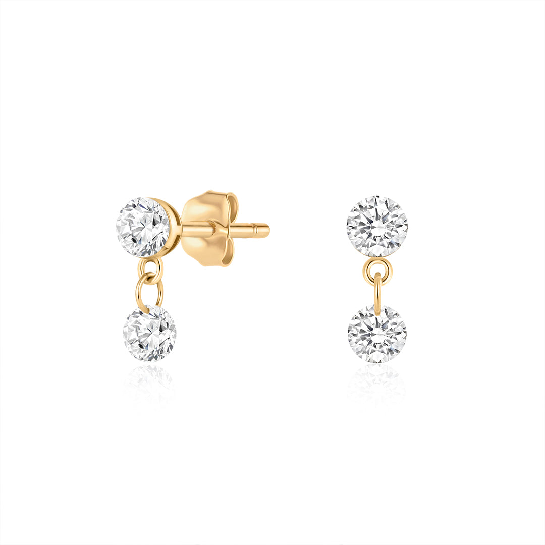 Round Lab-Grown Diamond Two-Stone Drop Earrings