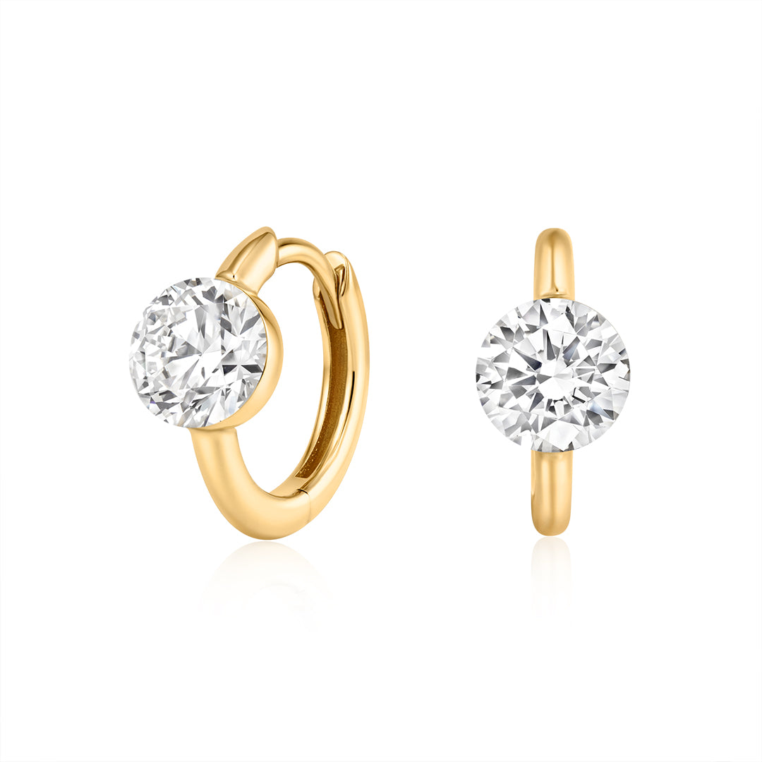 Round Lab-Grown Diamond Solitaire Huggie Earrings