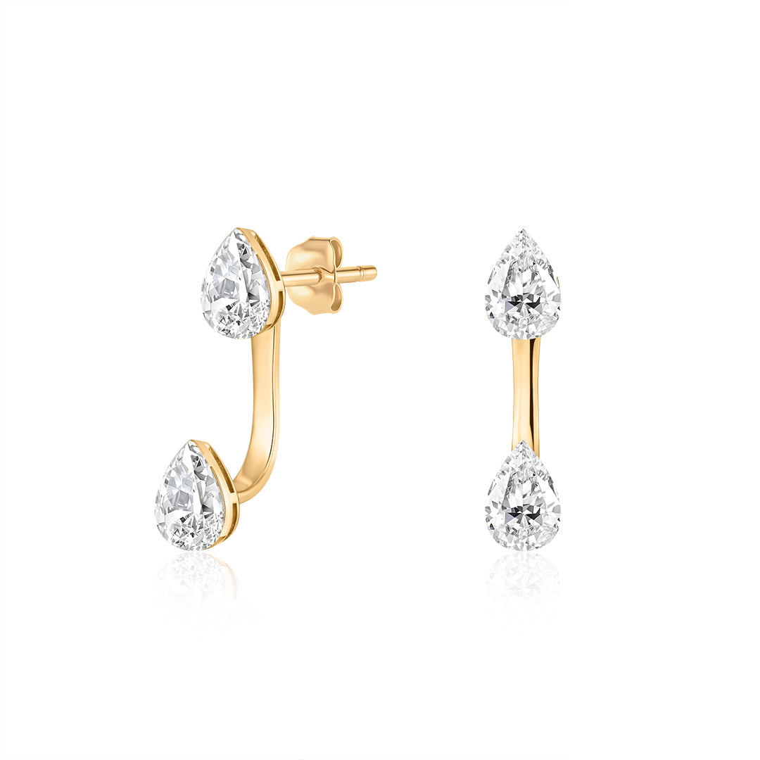 Pear Lab-Grown Diamond Invisible Set Ear Jacket Earrings