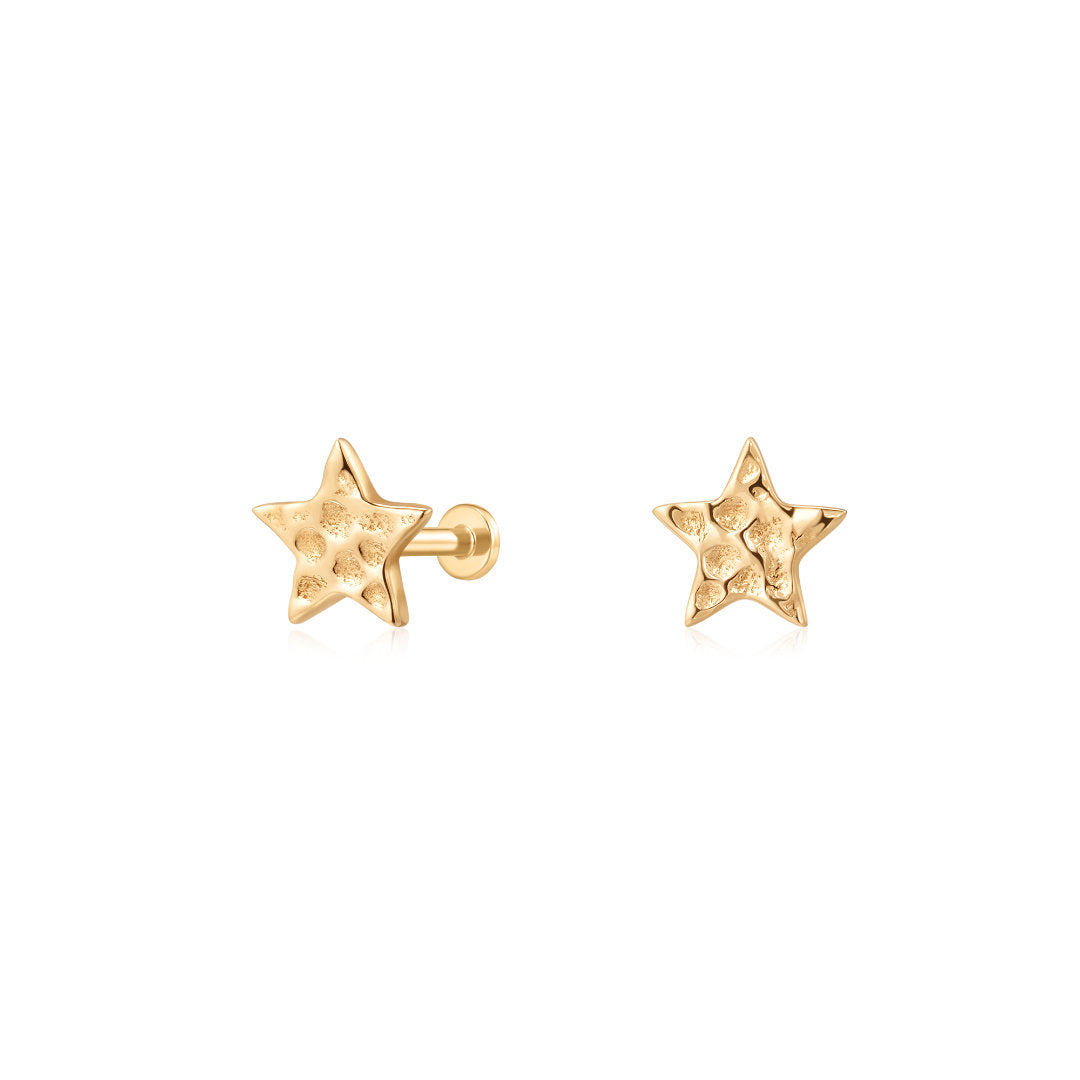 Textured Star Threadless Push-Fit Piercing Studs