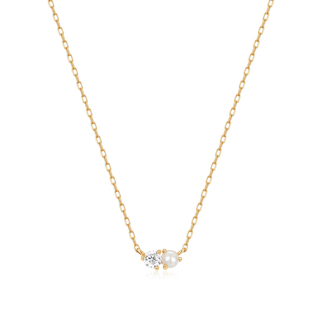 Lab-Grown Diamond Pearl Accent Chain Necklace