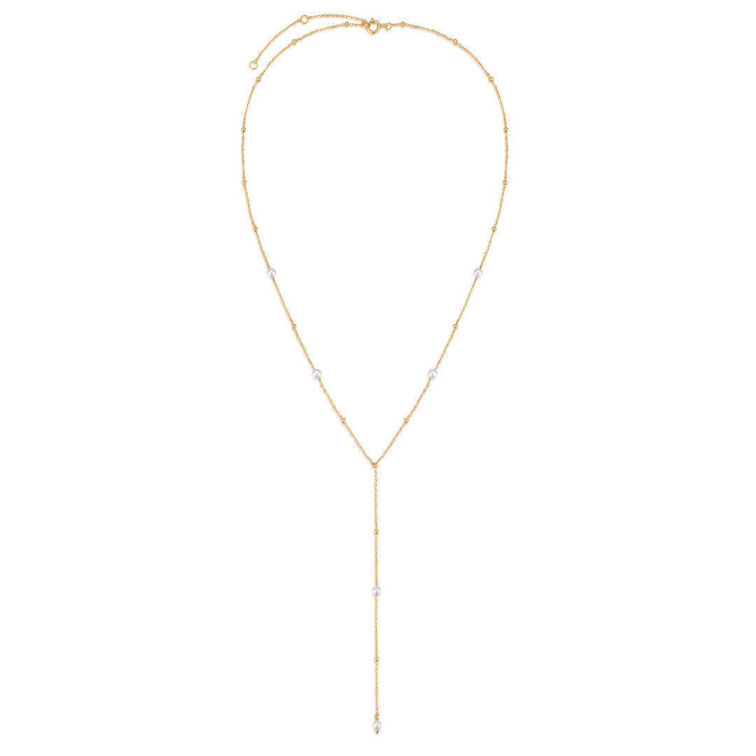 Pearl Accent Chain Lariat Necklace