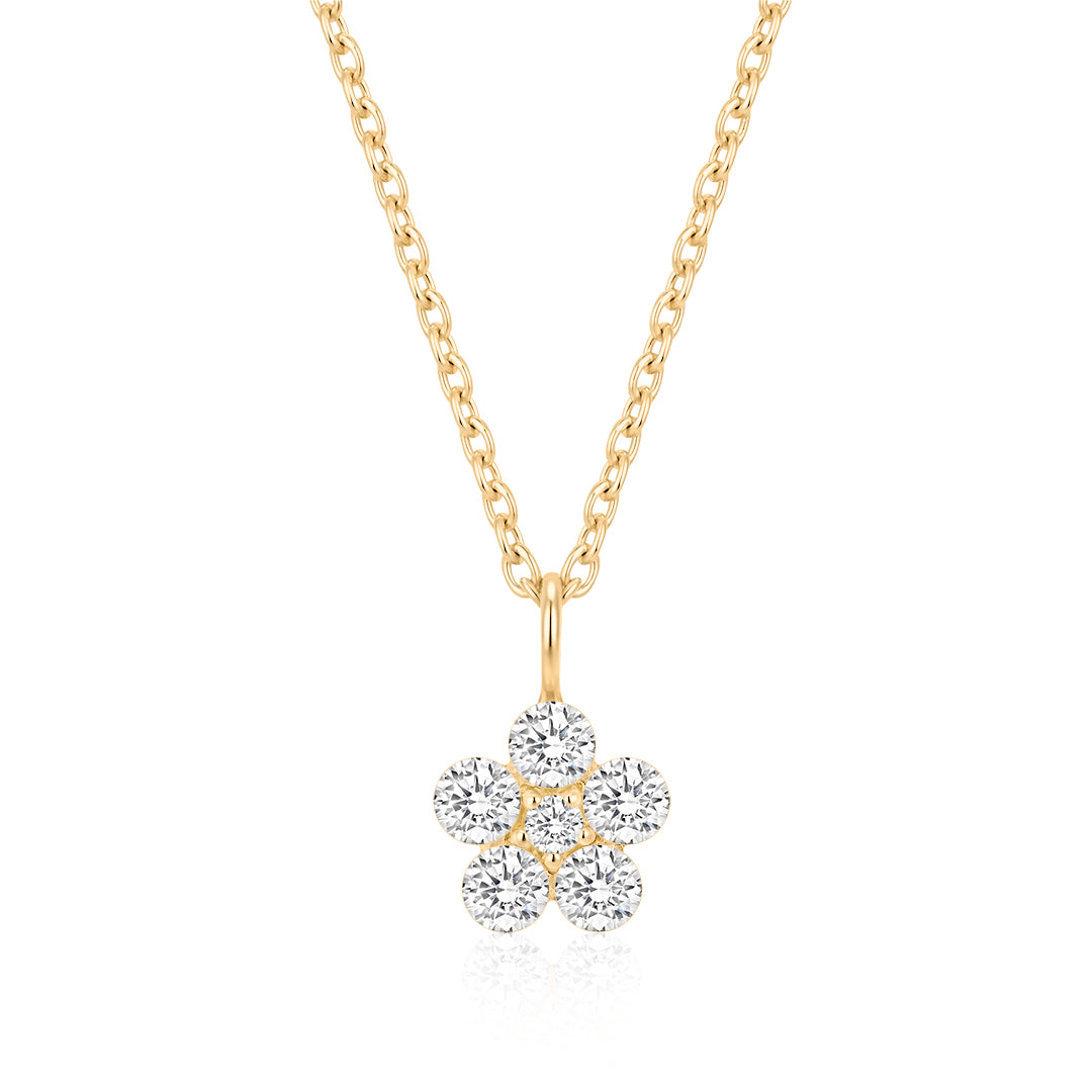 Mosaic Lab-Grown Diamond Invisible Set Floral Pendant Necklace