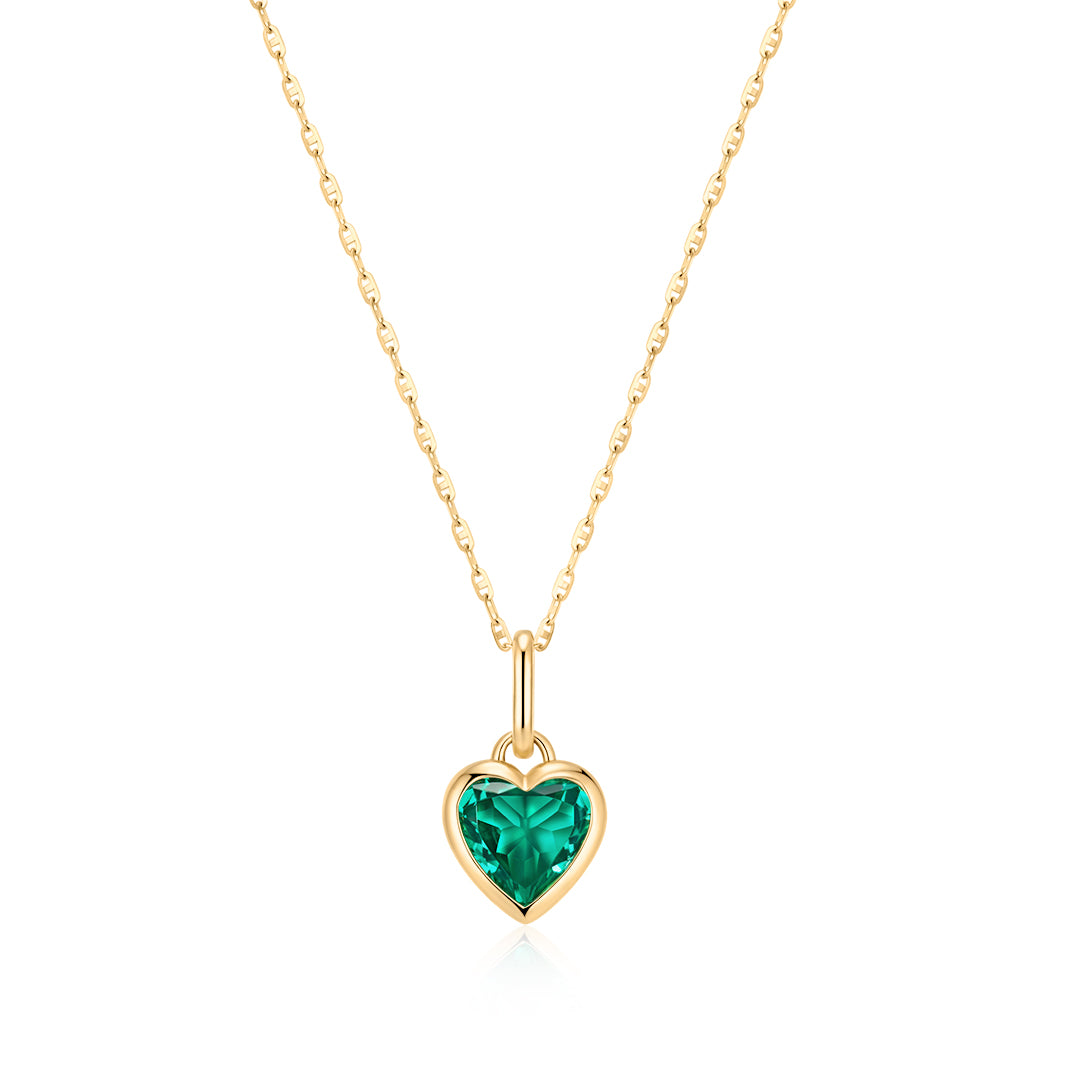 Heart-Shaped Emerald Pendant Necklace