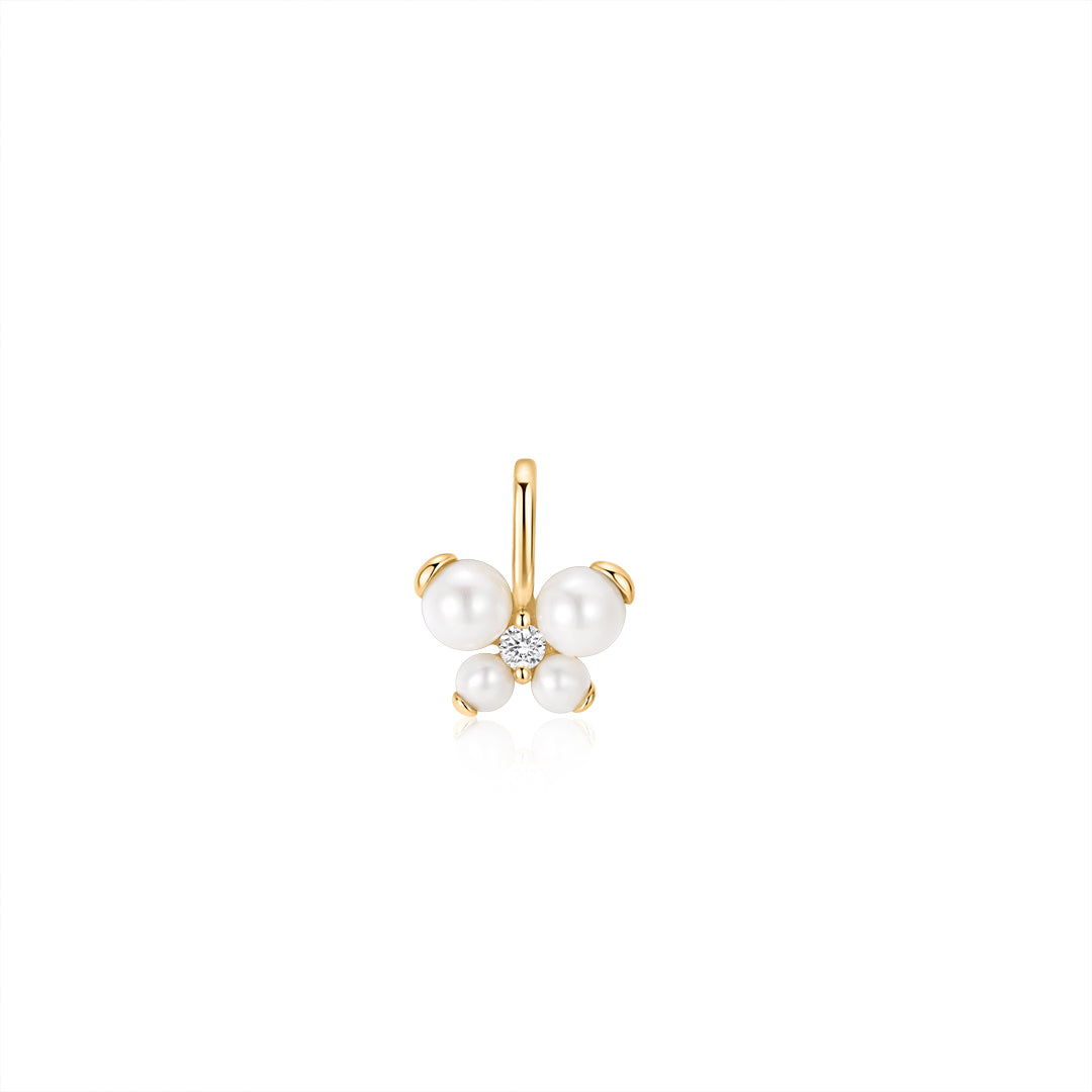 Pearl & Lab-Grown Diamond Butterfly Charm