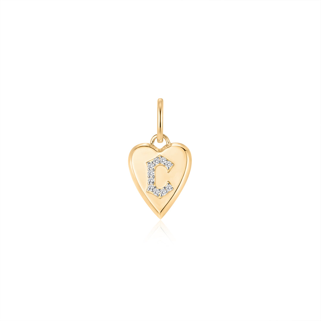 Two-Tone Lab-Grown Diamond Initial Heart Charm