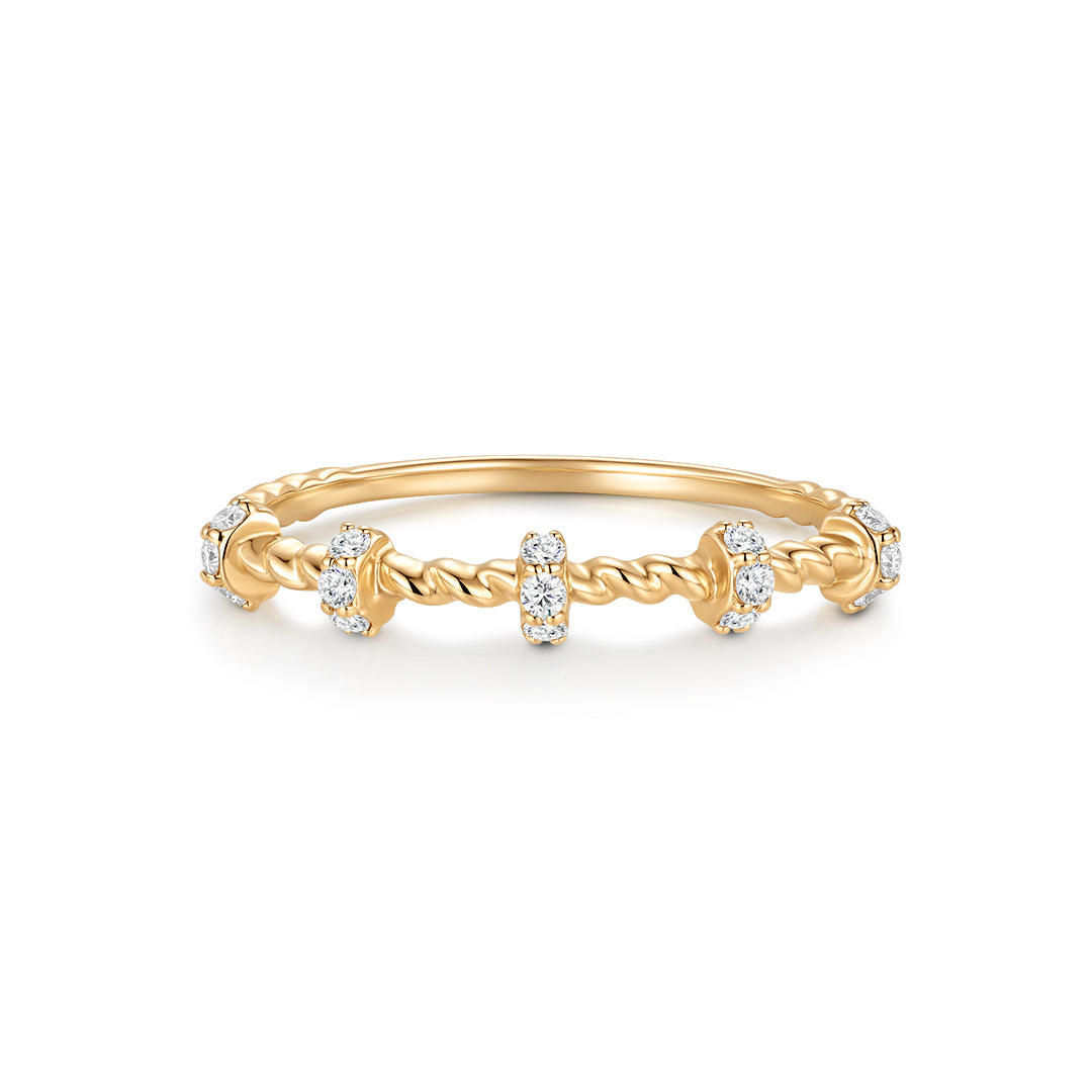 Twisted Gold Band with Round Lab-Grown Diamonds