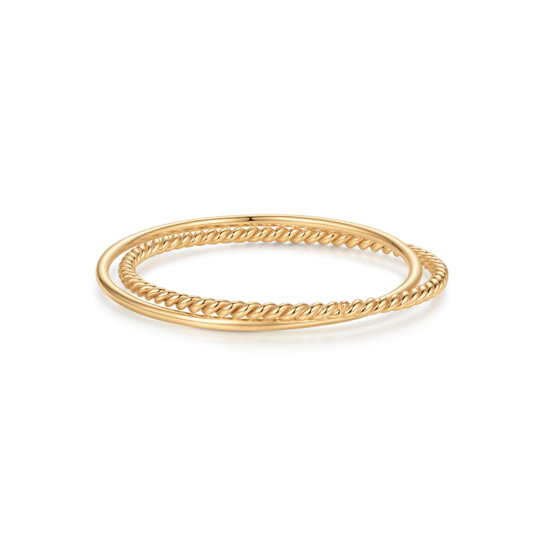 Gold Double Band Rope Texture Ring