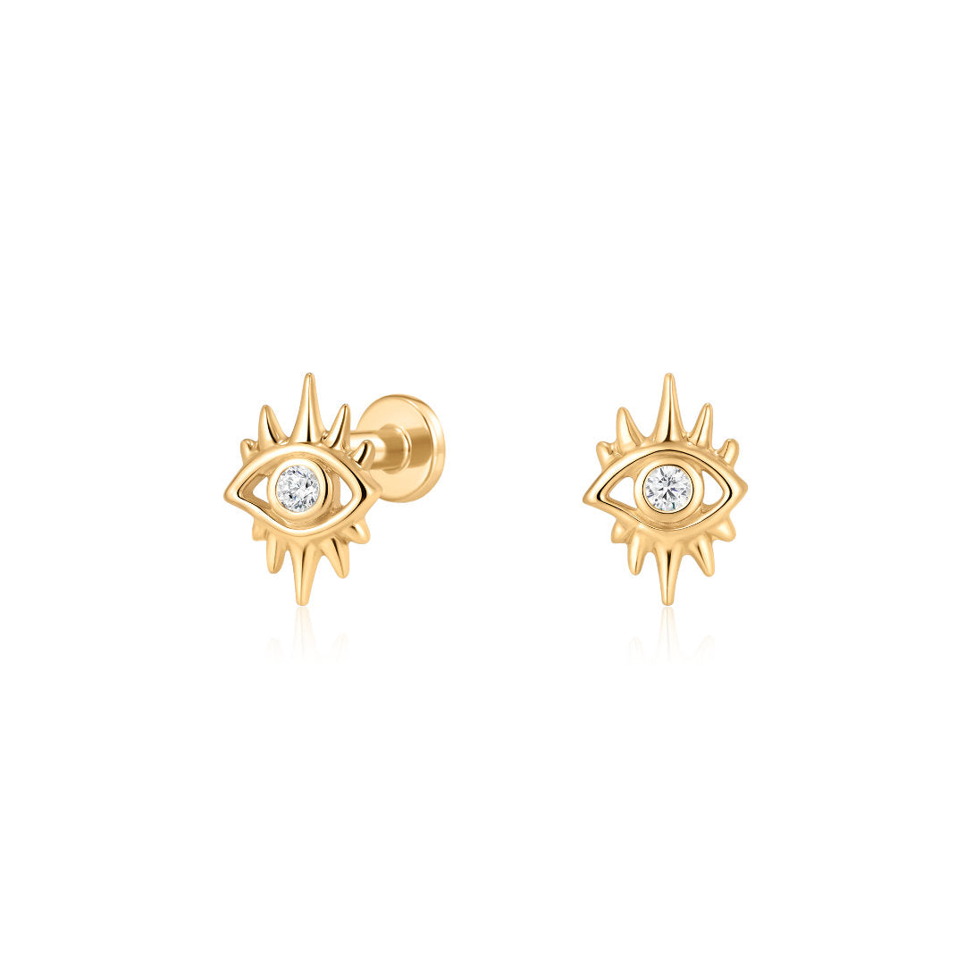 Gold Lab-Grown Diamond Evil Eye Flat Back Piercing