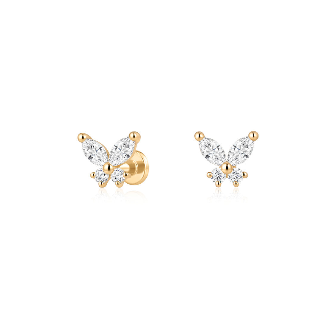 Lab-Grown Diamond Marquise Butterfly Piercing Earring
