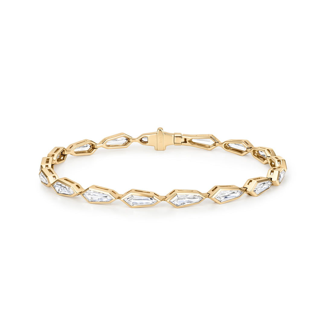 Gold Fancy-Cut Line Bracelet