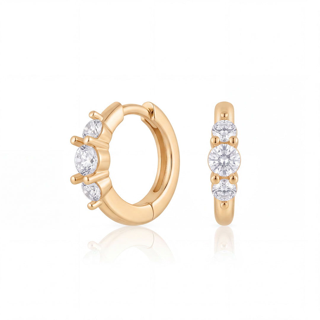 Gold Graduated Lab-Grown Diamond Huggie Earrings