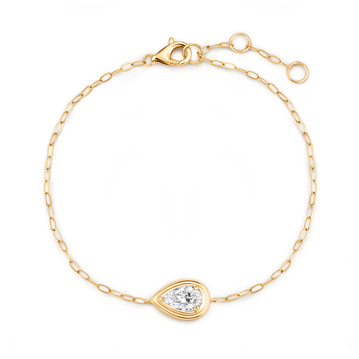 Claw-Set Pear Lab-Grown Diamond Bezel Bracelet