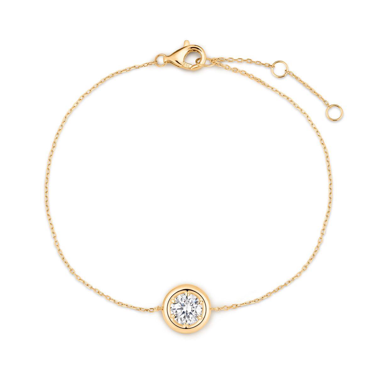 Puffy Gold Frame Round Lab-Grown Diamond Bracelet