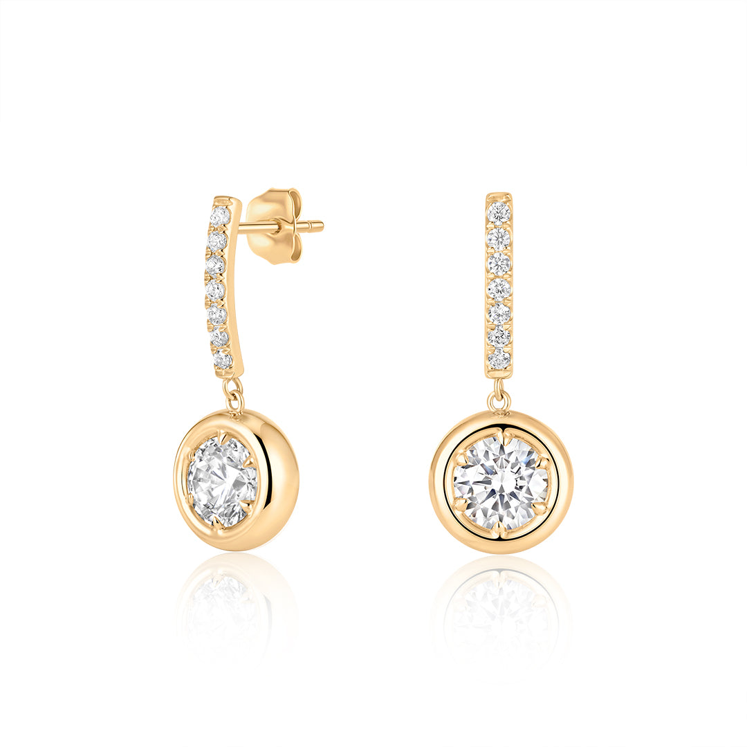 Round Lab-Grown Diamond Framed Drop Earrings