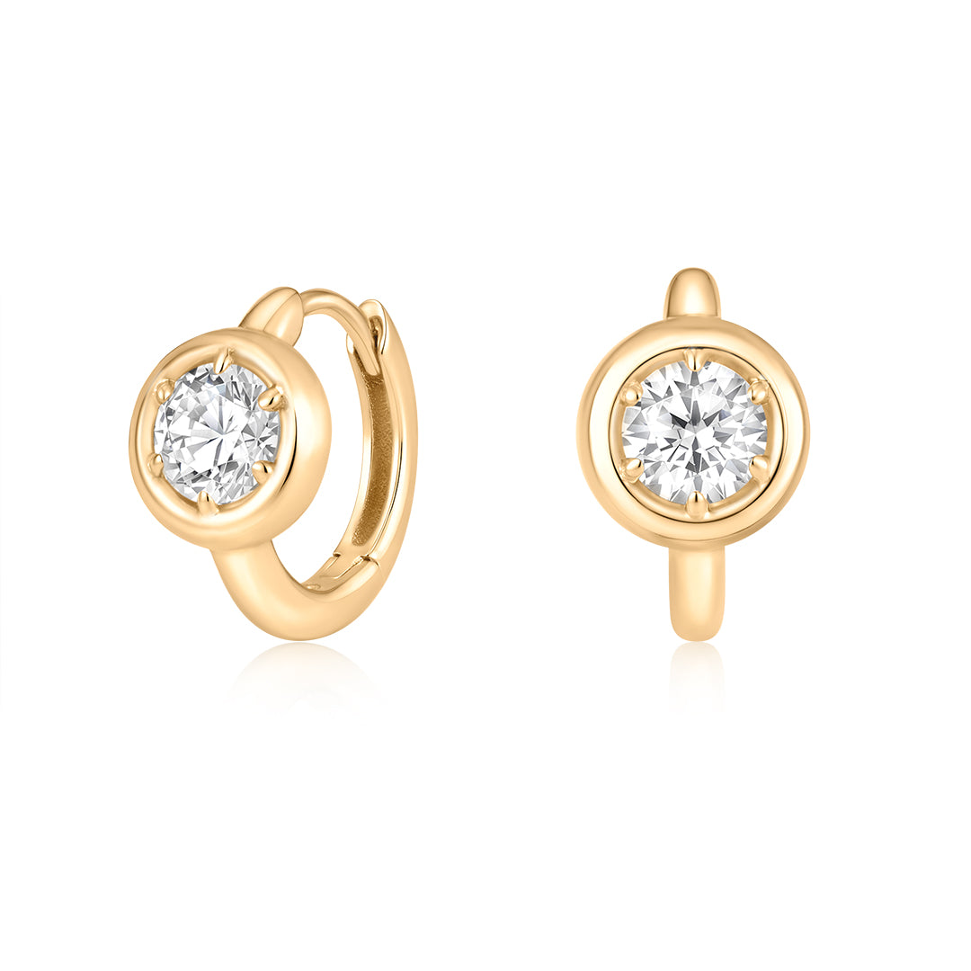 3.5MM Round Lab-Grown Diamond Framed Huggie Earrings
