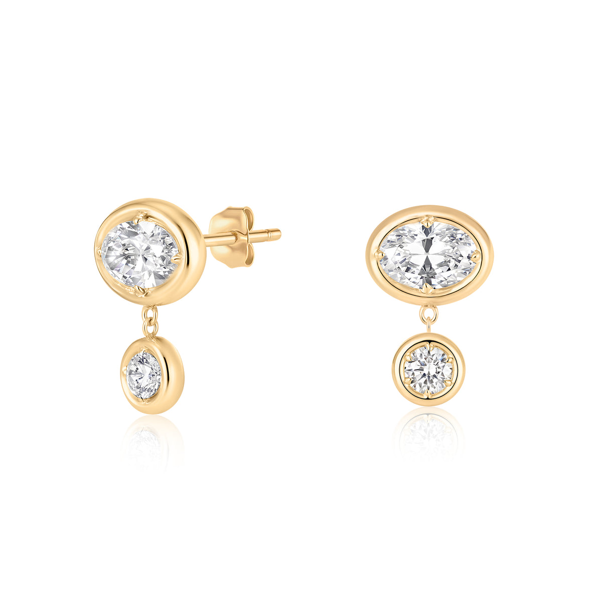 Oval & Round Lab-Grown Diamond Framed Drop Earrings