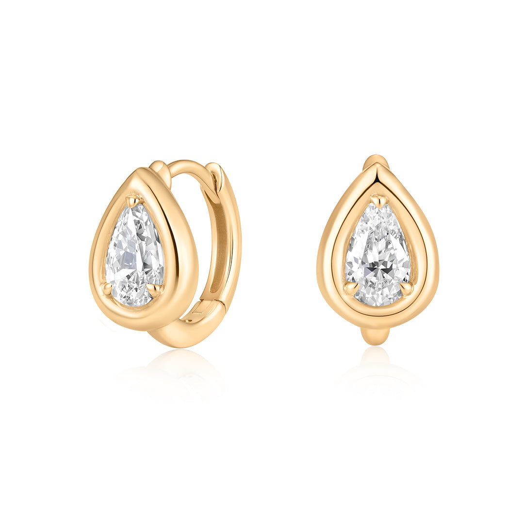 Pear Lab-Grown Diamond Framed Huggie Earrings