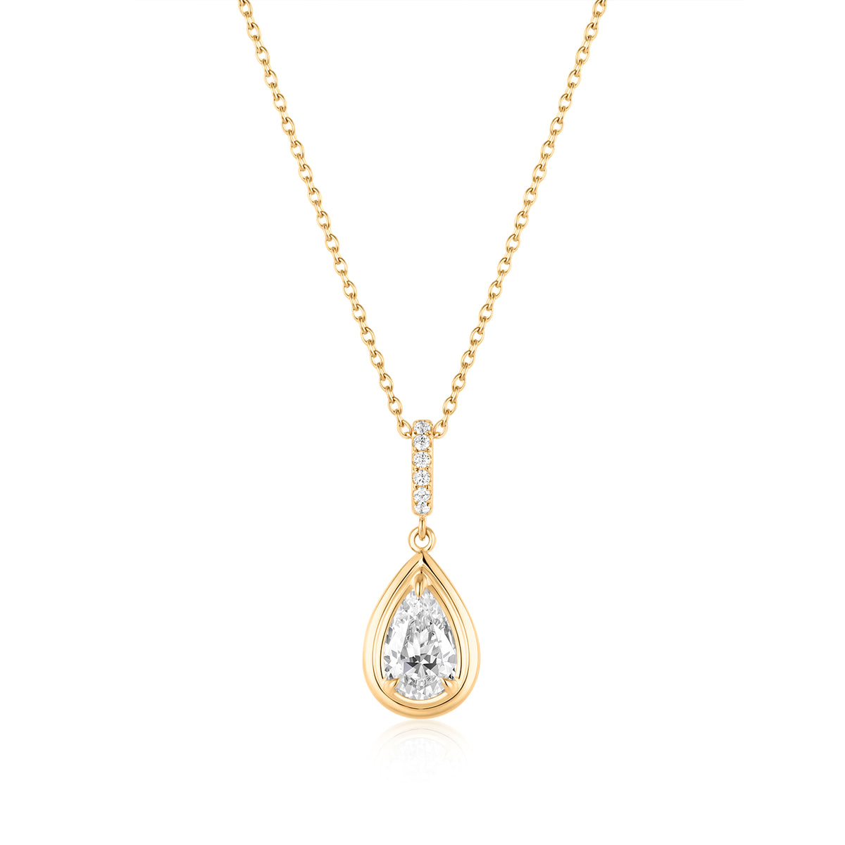 Puffy Gold Frame Pear Lab-Grown Diamond Necklace